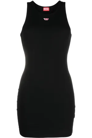 Diesel Embroidered-logo ribbed-knit dress