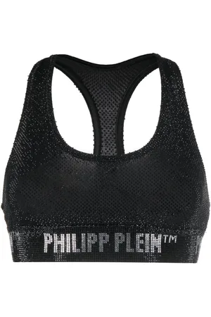 Philipp Plein Crystal-embellished logo-underband bra