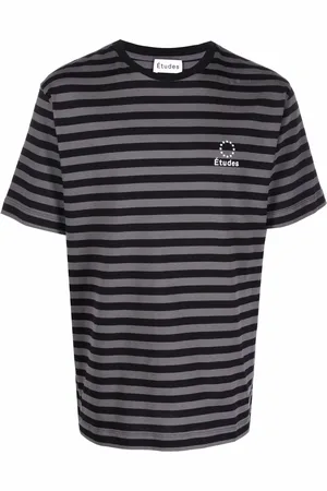 Etudes Striped logo-embroidered T-shirt