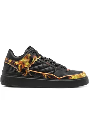 Balmain B-Court flame-print leather sneakers