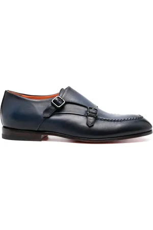santoni Double-buckle leather monk shoes