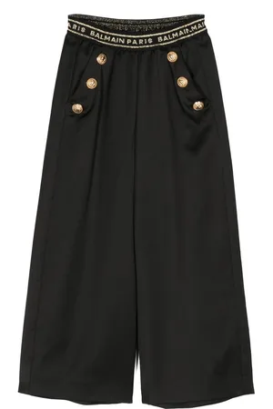 Balmain Wide-leg logo-waistband trousers