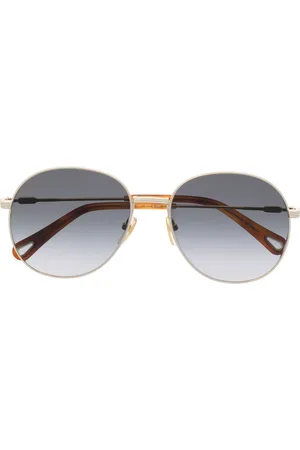 Chloé Logo-engraved pilot-frame sunglasses