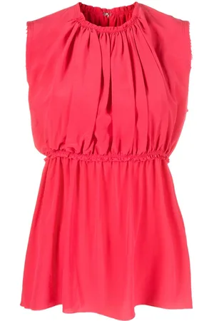 Lanvin Ruched sleeveless silk blouse