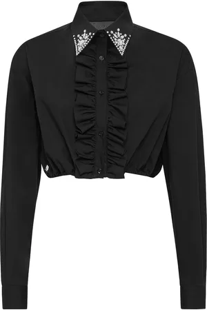 Philipp Plein Ruffled cotton cropped shirt