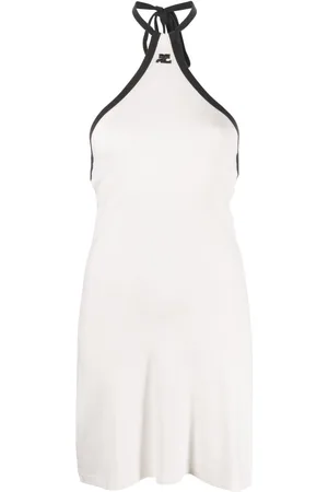 Courrèges Logo-embroidered cotton minidress