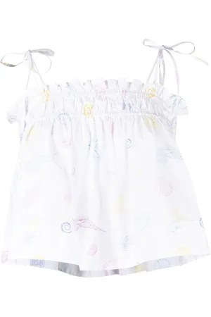 Ganni Printed cotton-poplin top