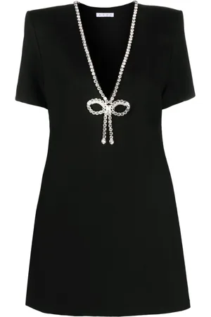 AREA Crystal-embellished V-neck mini dress