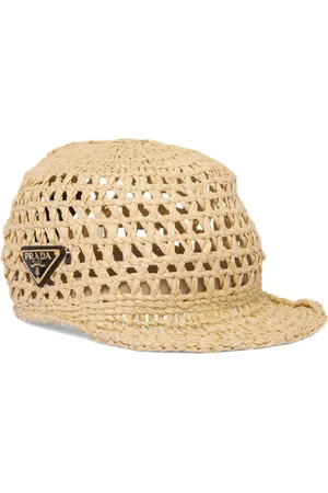 Prada Logo-plaque woven raffia hat