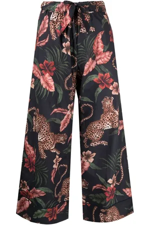 Desmond & Dempsey Jungle-motif cotton pajama bottoms