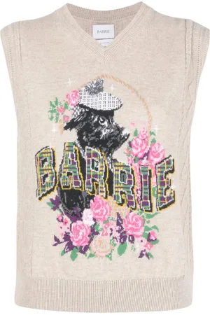 Barrie Patterned-intarsia cashmere tank top