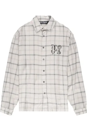 Palm Angels Logo-embroidered plaid cotton shirt