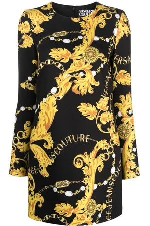 VERSACE Baroque-print long-sleeve minidress