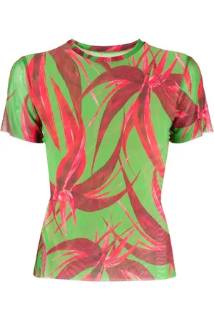 Louisa Ballou Floral-print mesh T-Shirt