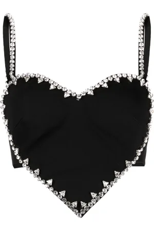 AREA Heart-motif crystal-embellished top