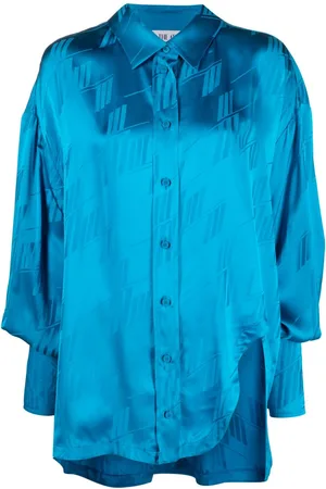 The Attico Kota logo-jacquard asymmetric shirt