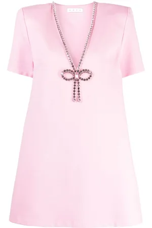 AREA Crystal-embellished V-neck mini dress