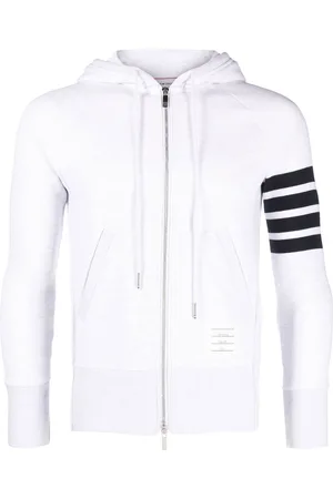 Thom Browne Logo-patch stripe-detail hoodie