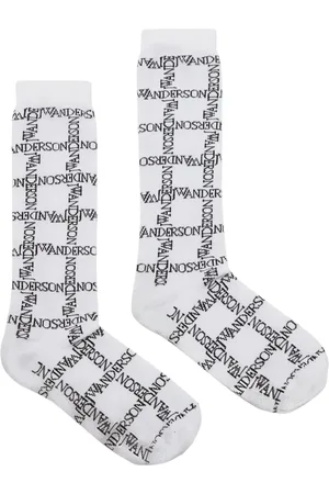J.W.Anderson Logo grid-print socks