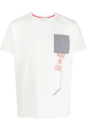 Ports V Logo-embroidered check-print T-shirt