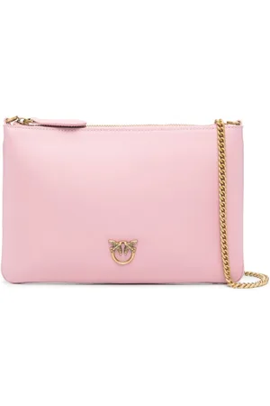Pinko Flat Love leather crossbody bag