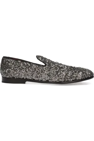 Dolce & Gabbana Sequin-embellished leather slippers