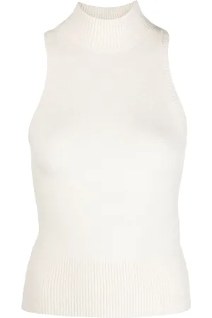 Patou Mock-neck sleeveless knitted top