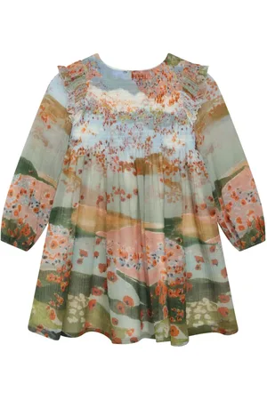 Chloé Graphic-print ruffle-detailing dress