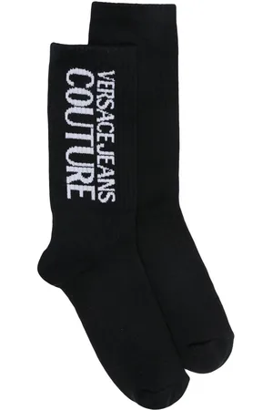VERSACE Ribbed-knit logo ankle socks