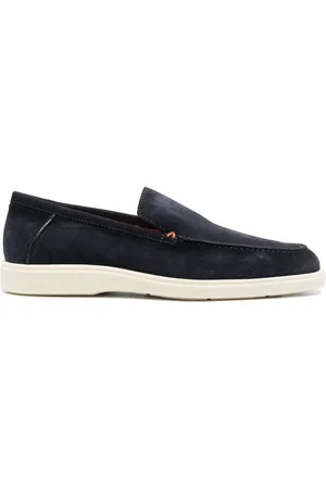 santoni Almond-toe suede loafers