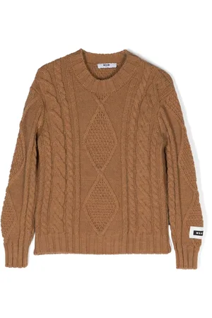 Msgm Logo-patch Aran-knit jumper