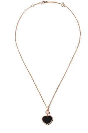 Chopard 18kt rose gold Happy Hearts onyx and diamond pendant necklace