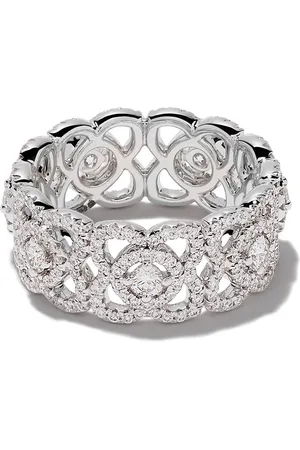 De Beers 18kt white gold Enchanted Lotus diamond band