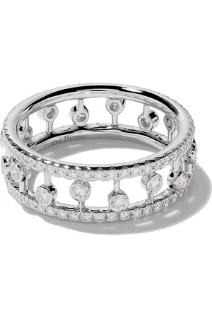 De Beers 18kt white gold Dewdrop diamond band ring