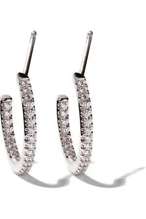 De Beers 18kt white gold Micropavé hoop diamond earrings