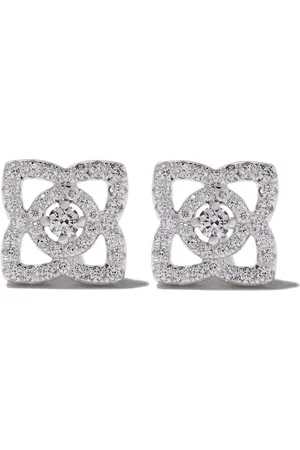 De Beers 18kt white gold Enchanted Lotus diamond stud earrings