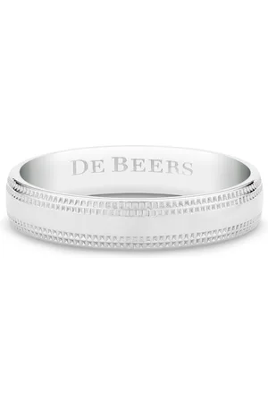De Beers Platinum engraved-logo band ring
