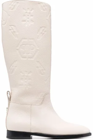 Philipp Plein Embossed-logo knee-high boots