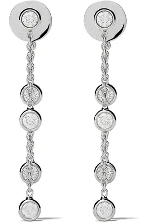 De Beers 18kt white gold Clea five diamond earrings