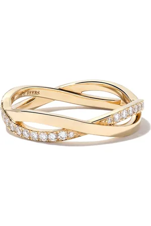 De Beers 18kt yellow Infinity half pavé diamond band ring
