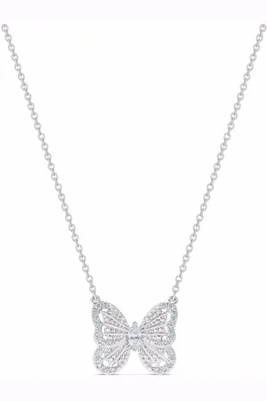 De Beers 18kt white gold Portraits of Nature Butterfly diamond pendant necklace