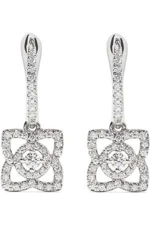 De Beers 18kt white gold Enchanted Lotus diamond sleeper earrings