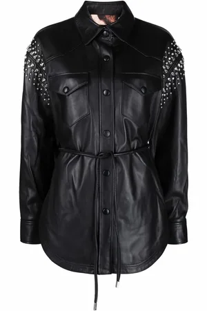 Philipp Plein Crystal-studded leather shirt