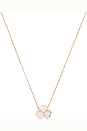 Chopard 18kt rose gold Happy Hearts Wings diamond and mother-of-pearl pendant necklace