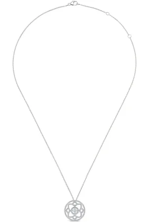 De Beers 18kt white gold large Enchanted Lotus Medal diamond necklace