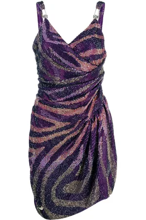 Philipp Plein Crystal-embellished zebra-print dress