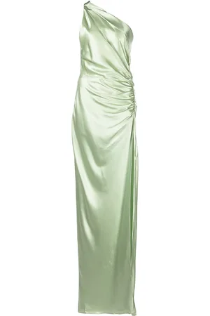 Michelle Mason Gathered-detail one-shoulder silk gown