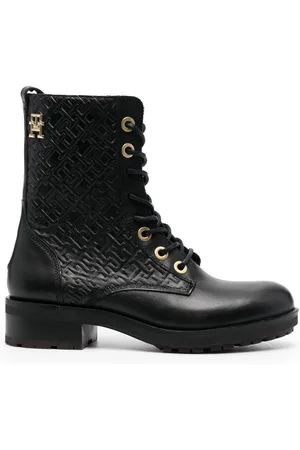 Tommy Hilfiger Monogram-embossed biker boots