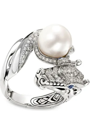 John Hardy Legends Naga freshwater pearl and diamond pavé ring
