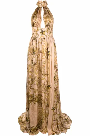 Philipp Plein Baroque-print halterneck dress